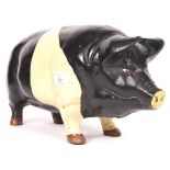 20TH CENTURY CAST IRON SADDLEBACK PIG MONEY BANK