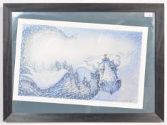 ' THE SNOW DRAGON ' SCREEN PRINT BOOK ILLUSTRATION BY CHRIS FISHER