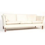 RETRO 1960'S DANISH THREE SEAT SOFA SETTEE WITH STRIPED CUSHIONS