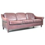 DANISH SCANDINAVIAN RED COGNAC LEATHER VINTAGE SOFA SETTEE