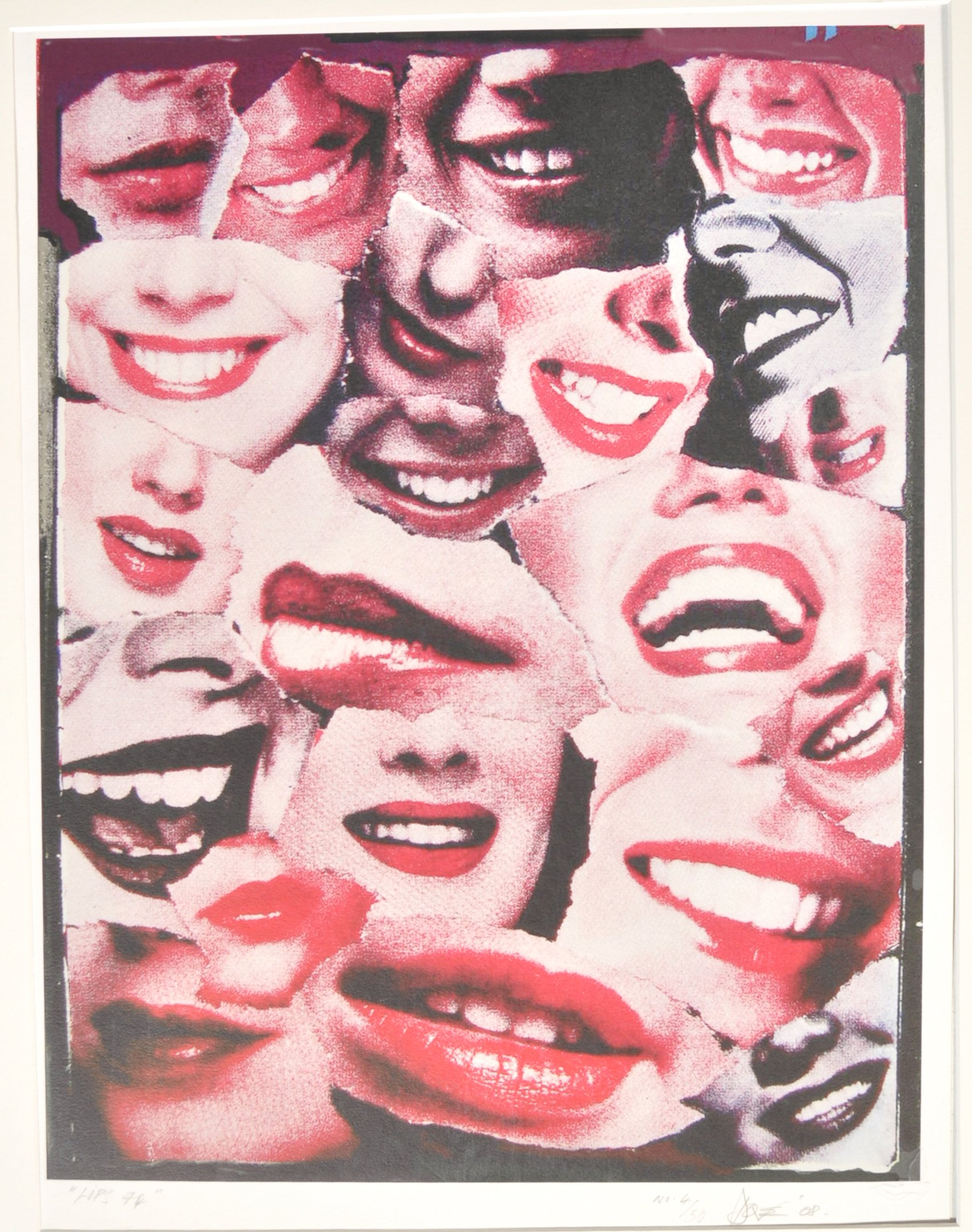 RARE " LIPS '74 " ARTIST PUNK SCREEN PRINT BY J. DOVE AND M. WHITE