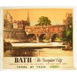 ORIGINAL BRITISH RAILWAYS TRAVEL POSTER OF BATH BY CLAUDE BUCKLE