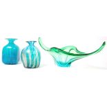 MDINA AND MURANO 20TH CENTURY TRIO OF STUDIO ART GLASS WARES