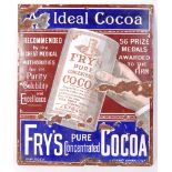 FRY'S PURE CONCENTRATED COCOA ANTIQUE ADVERTISING ENAMEL SIGN