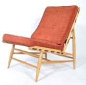 ERCOL VINTAGE MODEL 427 AND FOOTSTOOL BY LUCIAN ERCOLANI