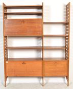 LADDERAX 1970'S TEAK WOOD TWO BAY WALL SHELVING UNIT BY STAPLES