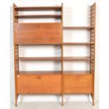 LADDERAX 1970'S TEAK WOOD TWO BAY WALL SHELVING UNIT BY STAPLES