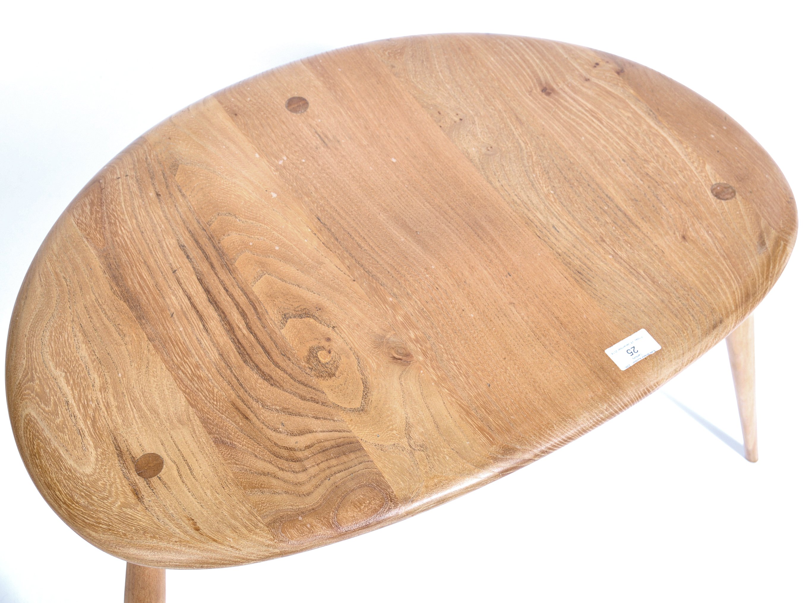 ERCOL PEBBLE BEECH AND ELM SIDE TABLE BY LUCIAN ERCOLANI - Image 3 of 4