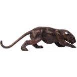 20TH CENTURY HOLLOW CAST BRONZED TIGER SCULPTURE