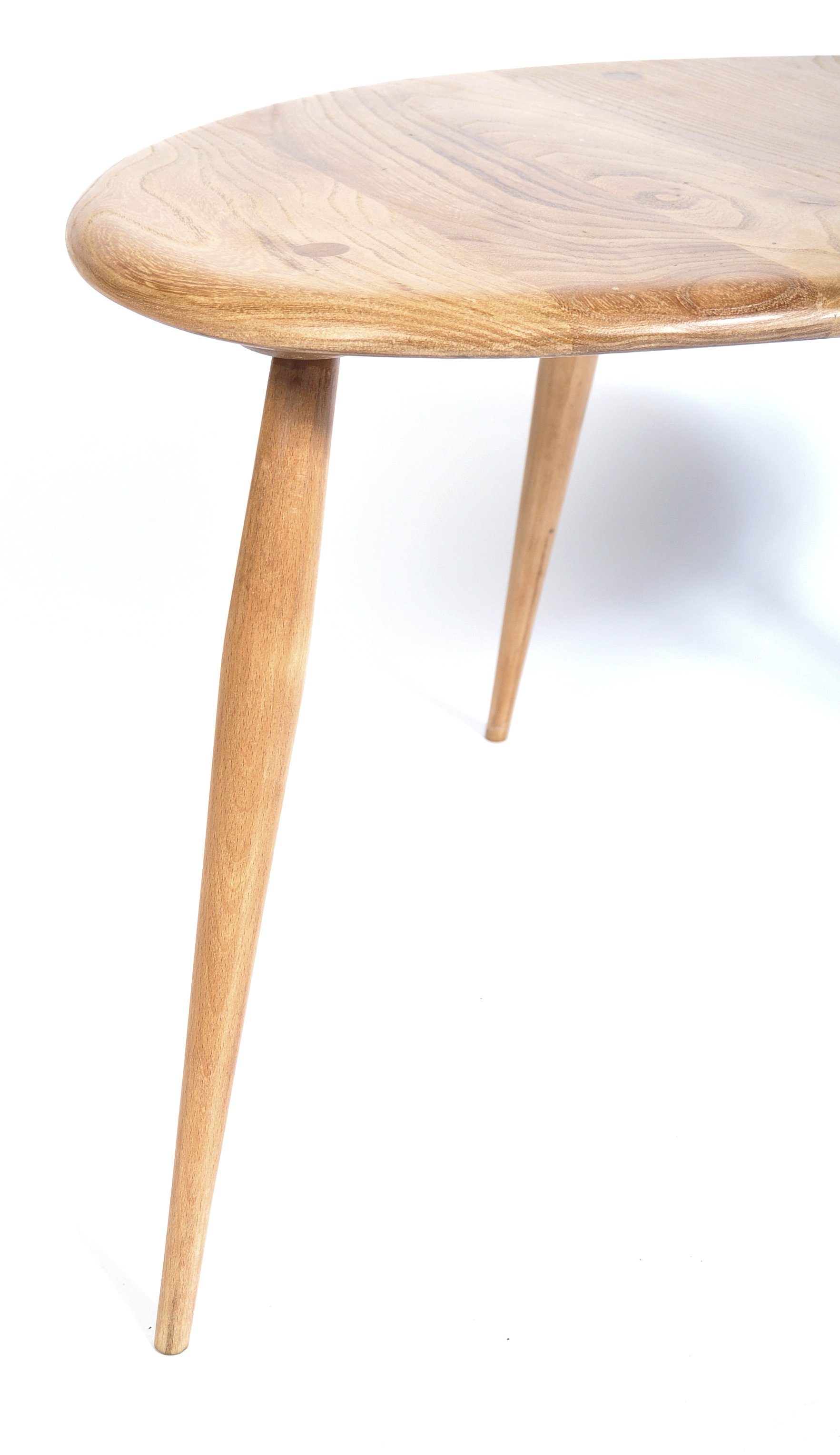 ERCOL PEBBLE BEECH AND ELM SIDE TABLE BY LUCIAN ERCOLANI - Image 4 of 4