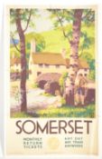 ORIGINAL GWR RAILWAY TRAVEL POSTER OF SOMERSET BY JOHN BEE