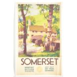 ORIGINAL GWR RAILWAY TRAVEL POSTER OF SOMERSET BY JOHN BEE