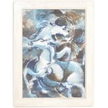 ABSTRACT WATERCOLOUR " THUNDERING HORSES " BY ROYSTON HOPSON