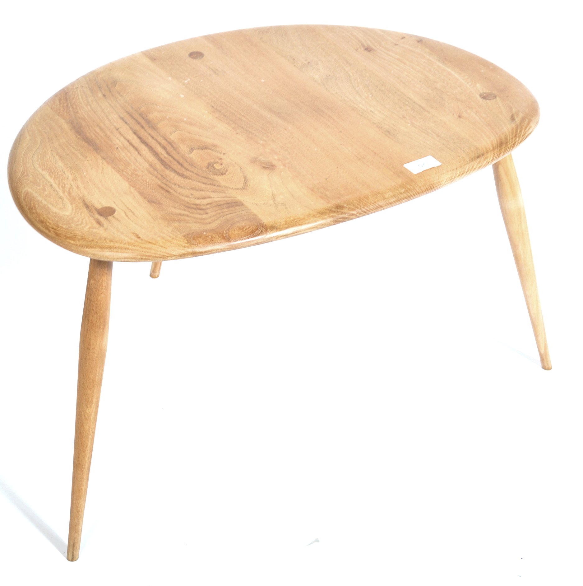ERCOL PEBBLE BEECH AND ELM SIDE TABLE BY LUCIAN ERCOLANI - Image 2 of 4