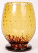 20TH CENTURY STUDIO ART GLASS FOOTED BUBBLE VASE BELIEVED WHITEFRIARS