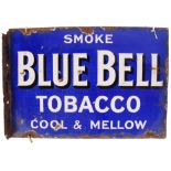 VINTAGE DOUBLE SIDED PORCELAIN ADVERTISING SIGN FOR BLUE BELL TOBACCO