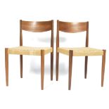 DANISH RETRO VINTAGE TEAK AND PAPER CORD DINING / SIDE CHAIRS