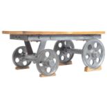 INDUSTRIAL 19TH / 20TH CENTURY FOUNDRY CART RE- PURPOSED COFFEE TABLE