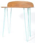 CONTEMPORARY SOLID ELM GALLERY BACKED DESK ON HAIRPIN LEGS
