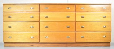 RETRO 20TH CENTURY TEAK HABERDASHERY SHOP COUNTER CHEST OF DRAWERS