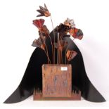 SYLVIA MORRIS STUDIO ART POTTERY AND METAL WARE FLOWER SCULPTURE