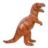 20TH CENTURY MID TAN LEATHER CLAD T-REX DINOSAUR SCULPTURE