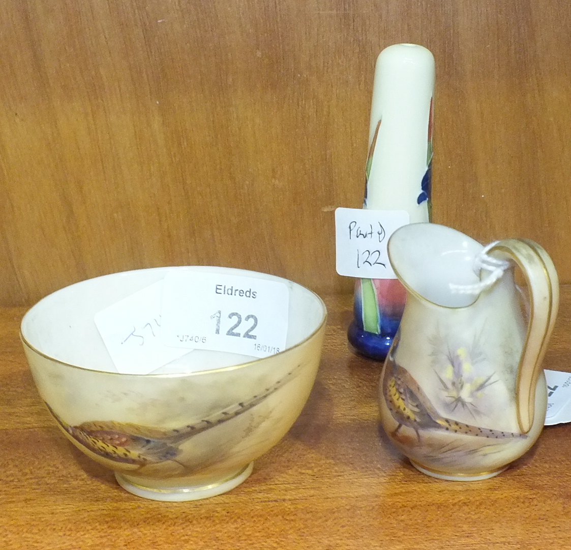 A Worcester Royal China Works miniature jug, 6.5cm high and a bowl, 7.5cm diameter, 4.2cm high