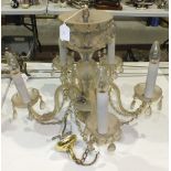 A cut glass five branch chandelier, 70cm diameter, 50cm high, and a smaller chandelier, 55cm