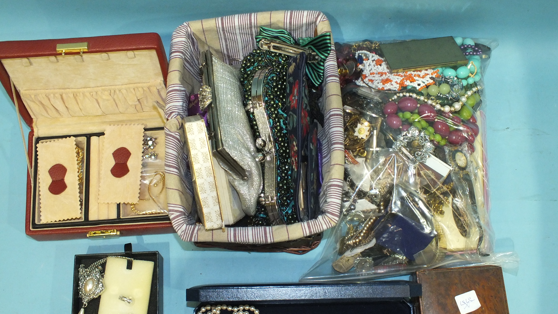 A quantity of costume jewellery, watches and other items.