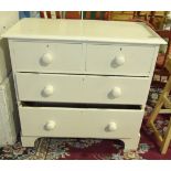 A Victorian painted pine chest of two short and two long drawers, 91cm wide.