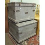 A zinc-lined wooden chest, 94cm wide, 71cm high, 87cm deep, and a similar smaller chest, 93cm