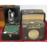 A Decca Junior portable gramophone, a Philips type 341A radio and a Bush type DAC 90A radio, (3).