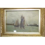 W Anning, Sailing boats and a Paddle Steamer off a Lighthouse, signed oil on canvas, dated 1893,