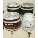 Three Vitreous China "Mendoza Sherry" barrels by Dexan International Ltd, 31cm and one other, marked