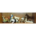 A Beswick panda, impressed 720, 10cm and other modern animal figures.