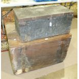 A pine chest, 85 x 65 x 55cm and a wooden tool box, (2).