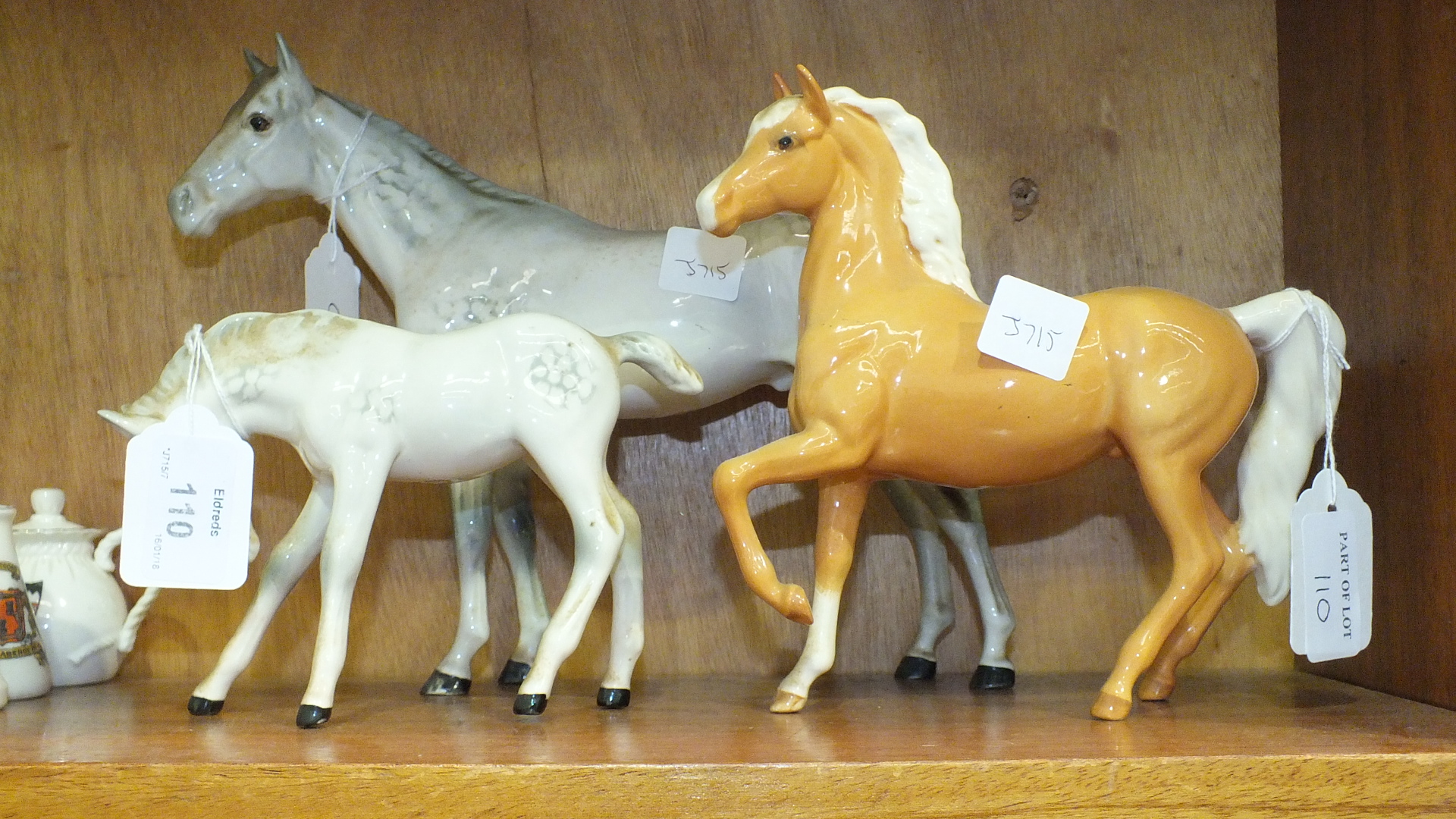 Three Beswick horses: foal, (large, head down), 11.5cm, grey gloss, Bois Roussel Racehorse (2nd