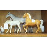 Three Beswick horses: foal, (large, head down), 11.5cm, grey gloss, Bois Roussel Racehorse (2nd