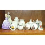 Two Royal Doulton figures, Rose, HN1416 and The Little Bridesmaid, HN1434 and thirteen pieces of