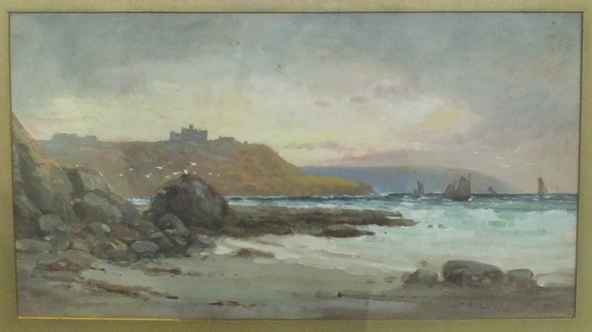 J T Richardson, 'Coastal Scene', oil on paper, 22 x 39cm and other pictures and prints.
