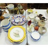 A collection of teaware, dinnerware, a Wade cherub on a Swan dish and other ceramics.