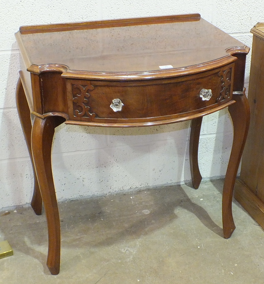 A reproduction walnut hall table with single drawer, 75cm wide and another reproduction hall table. - Image 2 of 2
