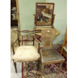 An elm circular tilt-top table on painted tripod, a stripped oak hall chair and other items, all