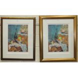 After Rolf Harris, 'Still Life (Homage to Cezanne)', two framed, signed, coloured prints, 55 x 41cm.