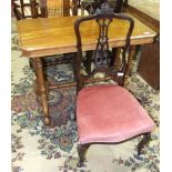 A Victorian walnut hall table, (in need of restoration) and an Edwardian stained wood nursing chair.