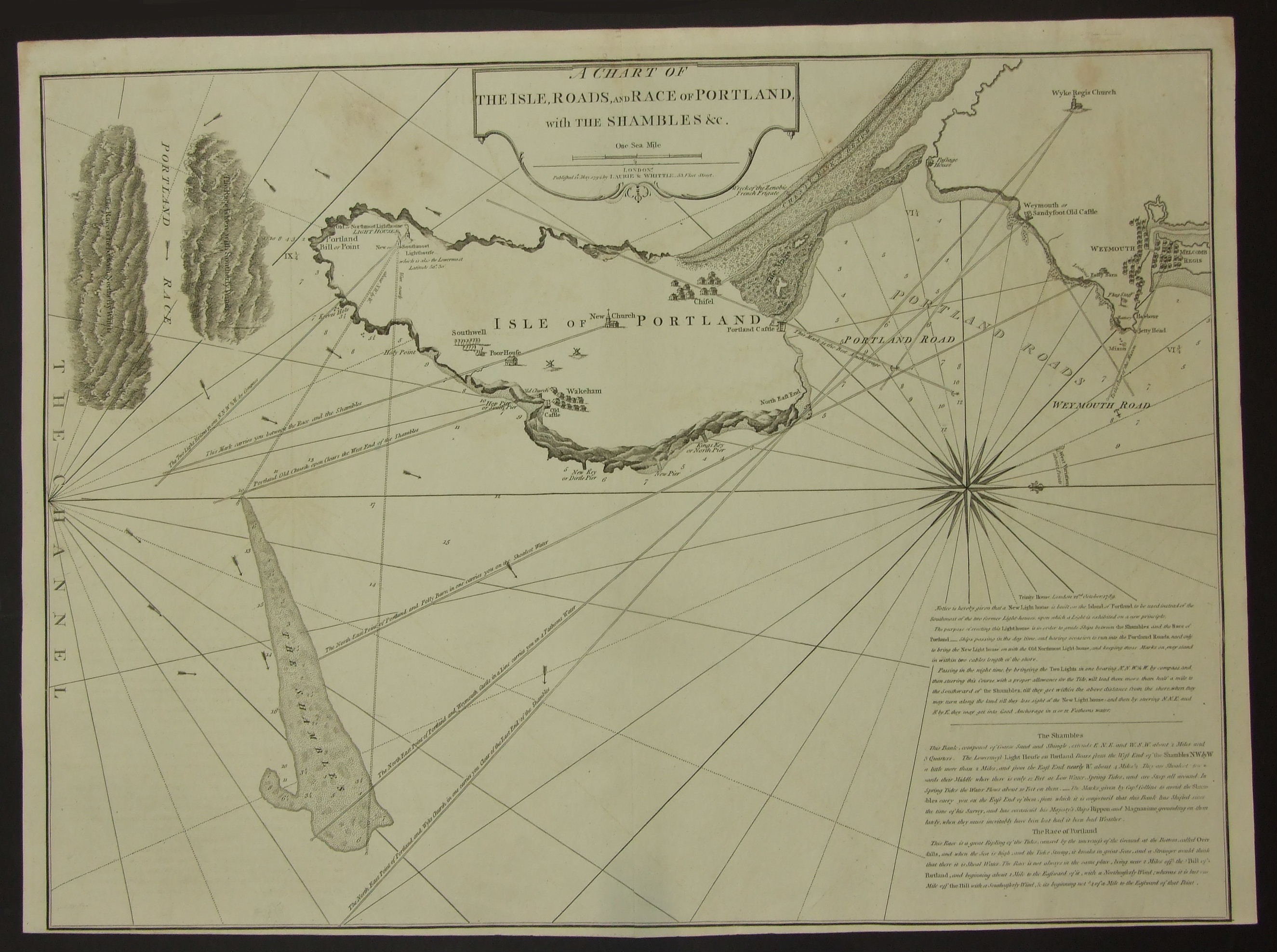 Laurie & Whittle, A Chart of The Isle, Roads and Race of Portland, with the Shambles, 53 Fleet