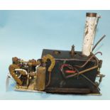 A small live steam horizontal stationary engine with twin pistons, base 8.5 x 23.5cm, (untested).