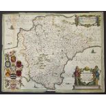 Jansson, Joannes, The Description of Devon-Shire, Amsterdam, no date, early colour in outline and