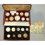 A George VI 1950 proof nine-coin specimen set with original Royal Mint box, an Elizabeth II