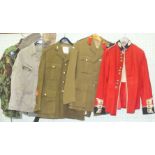 A Scots Guards red tunic, dated 1937 and other army uniforms (5).